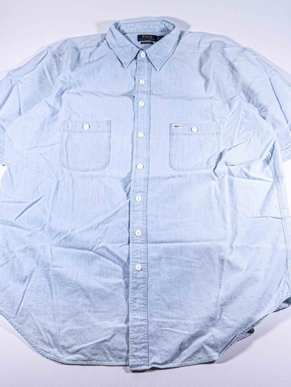 Polo Ralph Lauren Indigo Chambray Short Sleeve Shirt Mens XLT Big Tall Blue